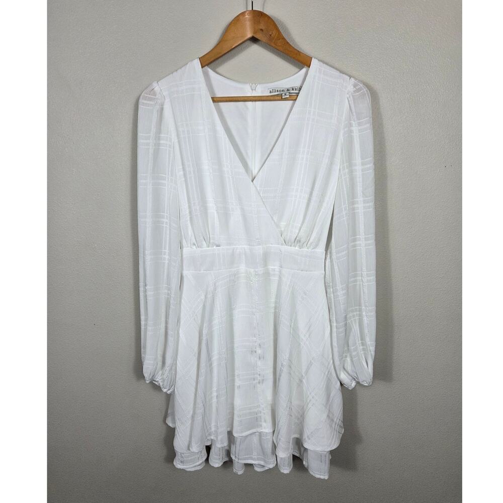 Allison & Kelly Long Sleeve White Fairy Girl Ruffle Mini Dress Size Medium